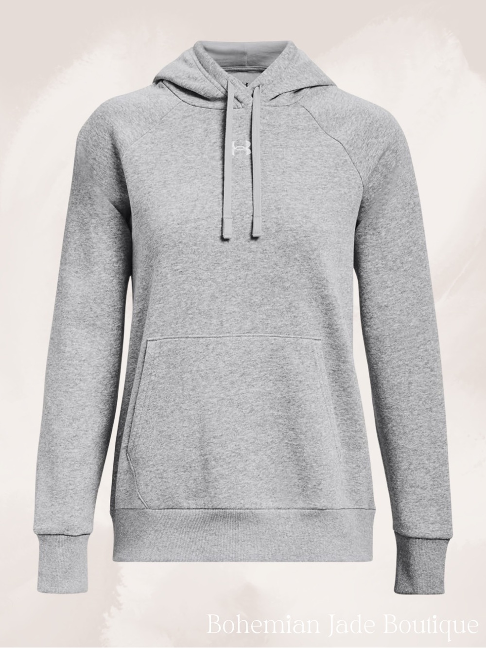 Under Armour Women’s Medium Gray Fleece Pullover Hoodie Logo Sweatshirt